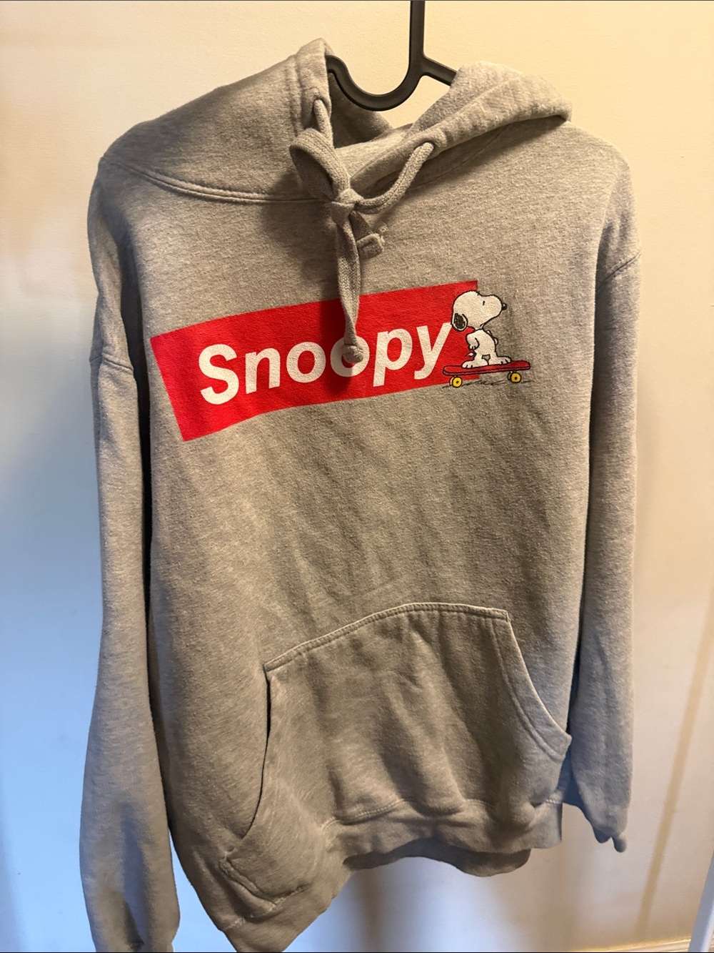 Supreme Gray Hoodie with Red Snoopy Logo